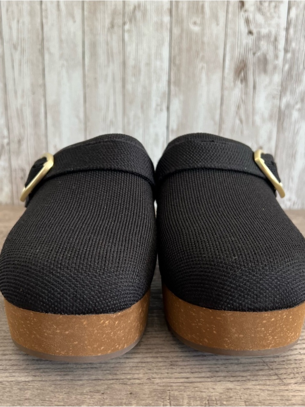 Rothy's Classic Clog Black Textured Platform Wedge Heeled Clogs New Size 7.5 - Picture 5 of 7